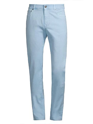 Stretch Cotton Straight-Leg Jeans