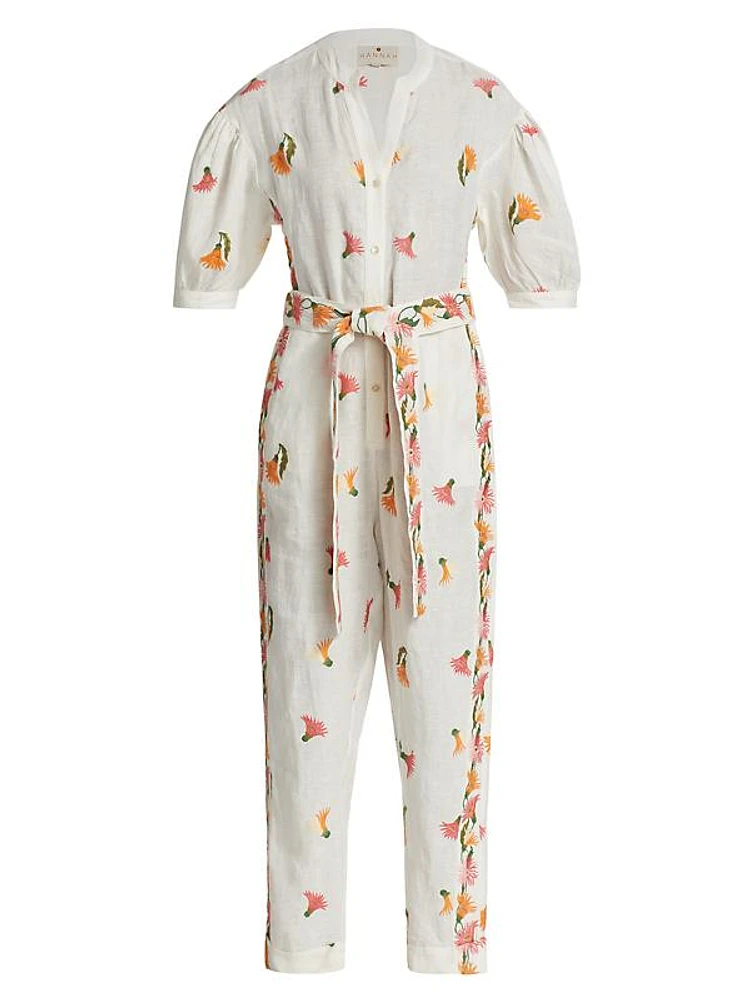 Jaya Floral-Embroidered Jumpsuit