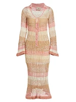 Caroline Striped Crocheted Sweaterdress