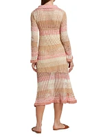 Caroline Striped Crocheted Sweaterdress