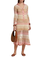 Caroline Striped Crocheted Sweaterdress