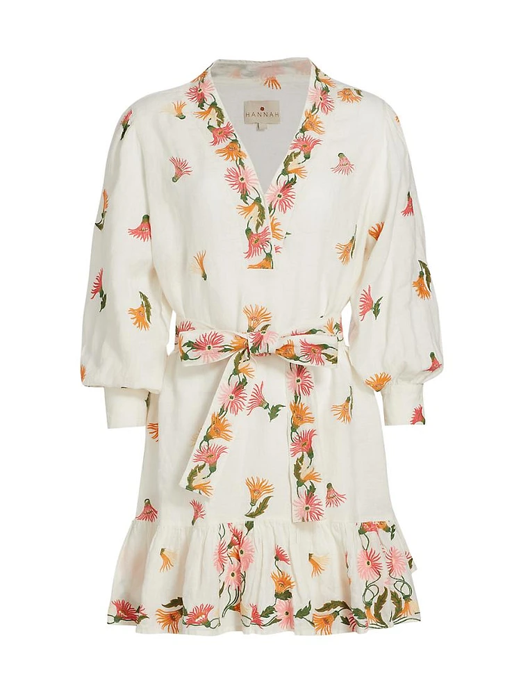 Amalia Floral-Embroidered Minidress