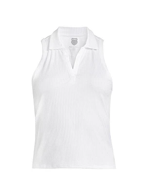 Sleeveless Rib-Knit Polo Shirt