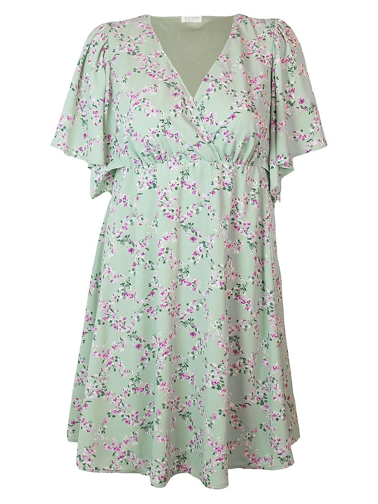 Plus Florence Flutter-Sleeve Dress