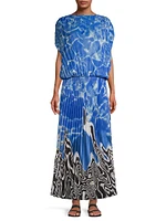 Pleated Blouson Maxi Dress