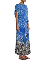 Pleated Blouson Maxi Dress