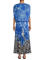 Pleated Blouson Maxi Dress