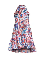 Paisley-Printed Halter Minidress