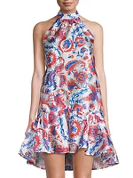 Paisley-Printed Halter Minidress