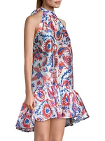 Paisley-Printed Halter Minidress