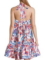 Paisley-Printed Halter Minidress