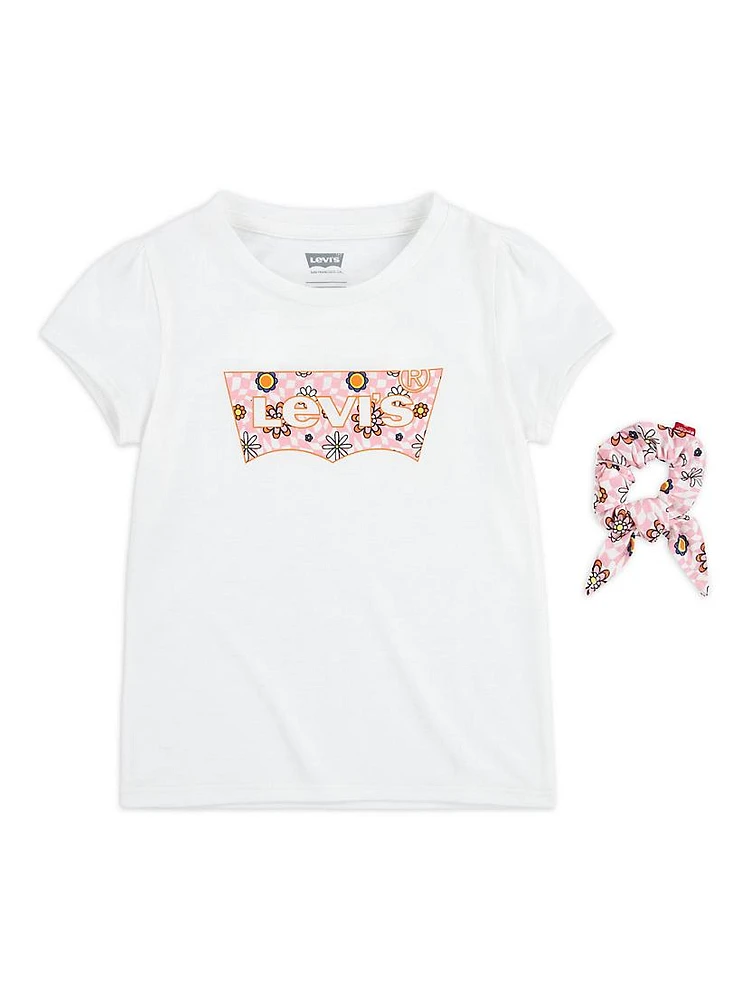 Little Girl's & 2-Piece Batwing T-Shirt Scrunchie Set