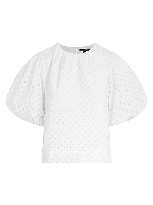 Lorraine Eyelet Puff-Sleeve Top