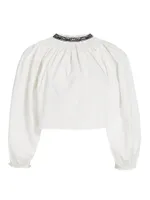 Split-Neck Blouson Crop Top