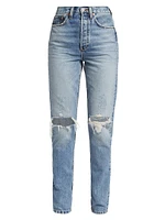 Super High-Rise Distressed Drainpipe Jeans