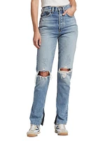 Super High-Rise Distressed Drainpipe Jeans