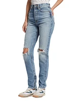 Super High-Rise Distressed Drainpipe Jeans