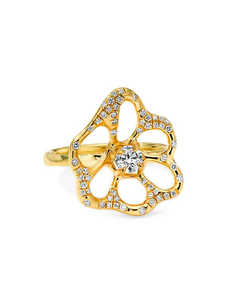 Stardust 18K Yellow Gold & 0.21 TCW Diamond Medium Flower Ring