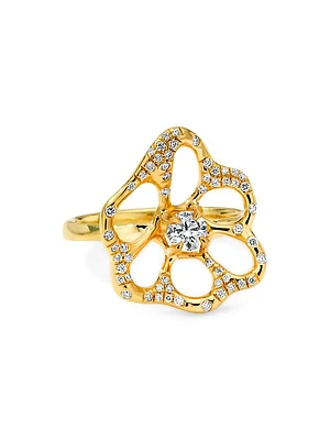 Stardust 18K Yellow Gold & 0.21 TCW Diamond Medium Flower Ring