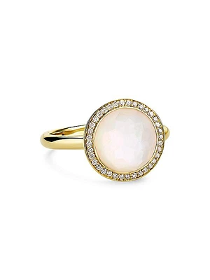 Lollitini 18K Green Gold, Rose Quartz & 0.18 TCW Diamonds Ring