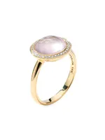 Lollitini 18K Green Gold, Rose Quartz & 0.18 TCW Diamonds Ring