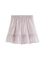 Little Girl's & Striped Linen-Blend Wrap Skirt