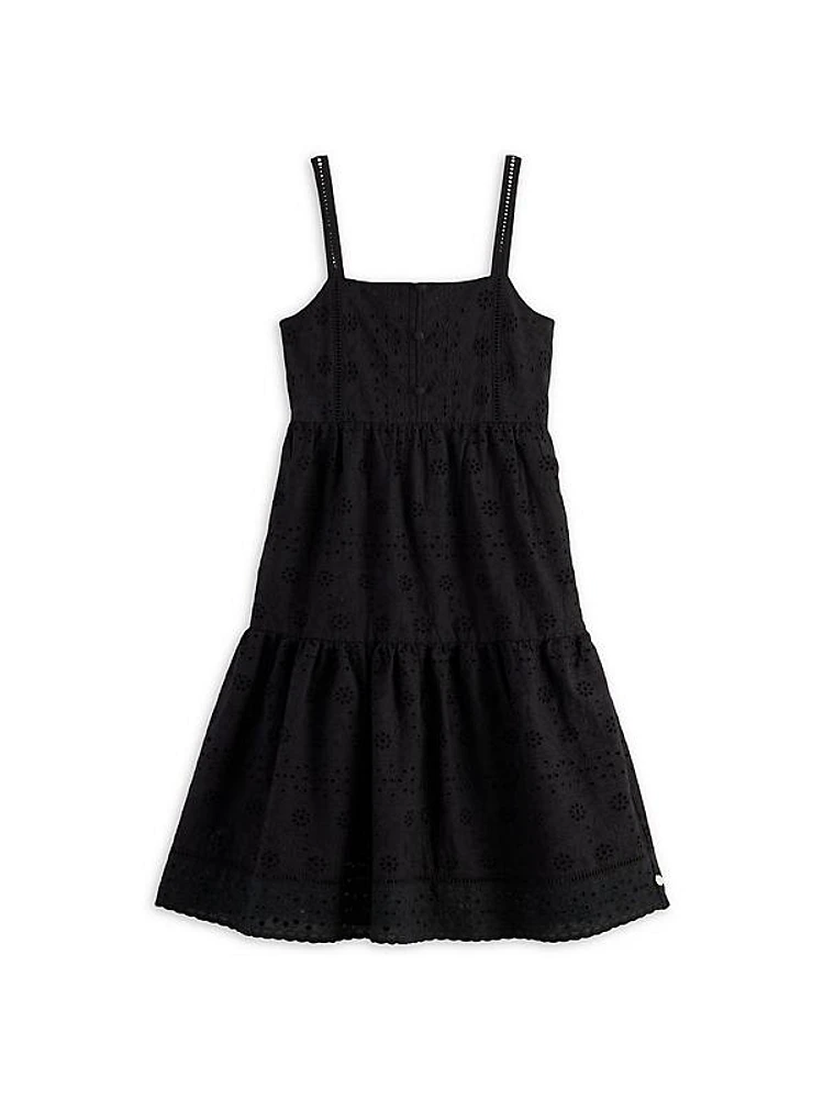 Little Girl's & Girl's Broderie Anglaise Detail Dress