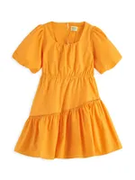 Little Girl's & Voluminous Tape Detail Dress