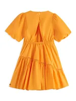 Little Girl's & Voluminous Tape Detail Dress