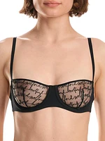 Logo Embroidered Balconette Bra