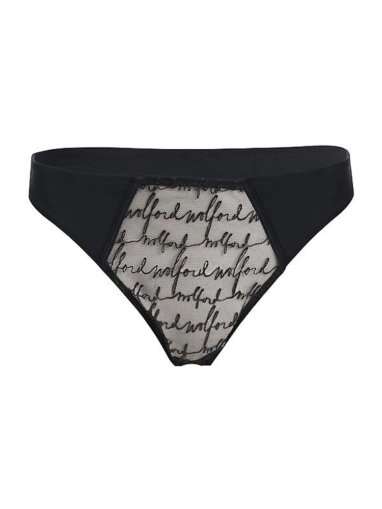 Embroidered Tulle Thong