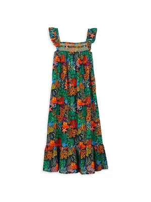 Little Girl's & Fonds Marins Multicolored Voile Dress