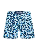 Little Boy's & Turtles Leopard Print Swim Trunks