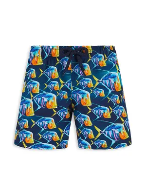 Little Boy's & Piranha Print Swim Trunks