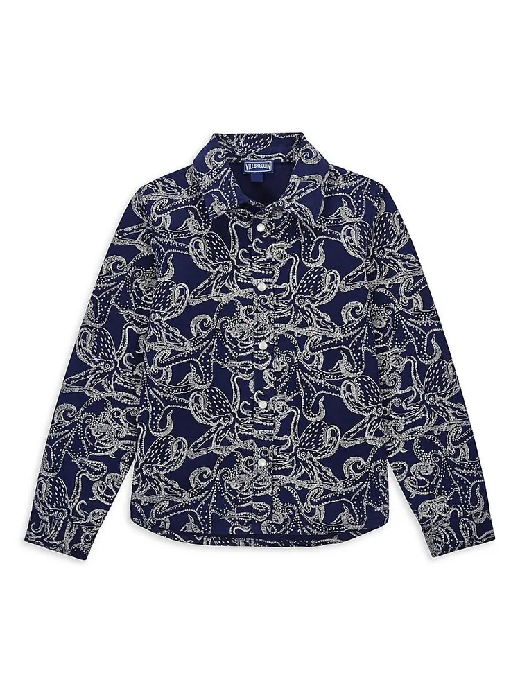 Little Boy's & Octopus Long-Sleeve Cotton Shirt