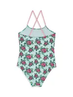 Little Girl's & Provincial Turtles One-Piece Swimsuit