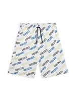 Little Boy's & Logo Print Bermuda Shorts