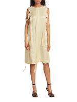 Frayed Paneled Knee-Length Dress