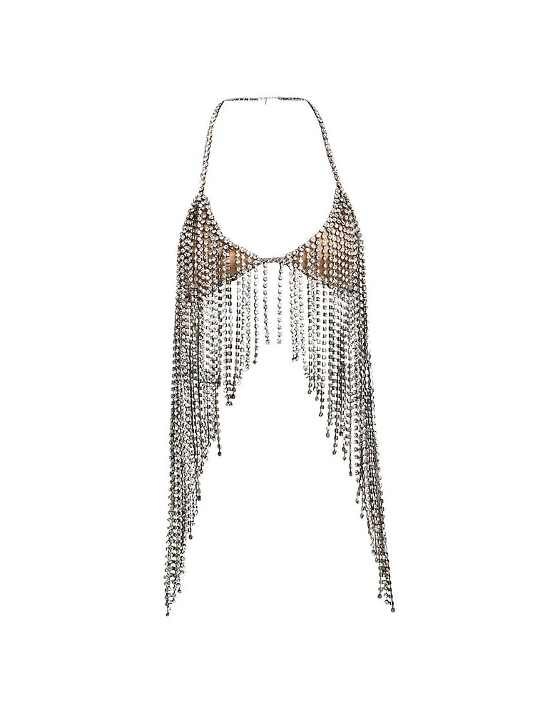 Crystal Fringe Halterneck Top