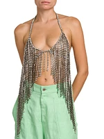 Crystal Fringe Halterneck Top