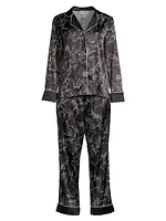 Leaf Print Long Pajama Set