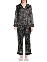 Leaf Print Long Pajama Set