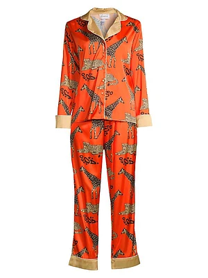 Giraffe Print Long Pajama Set