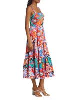 Daniela Floral Tiered Midi-Dress