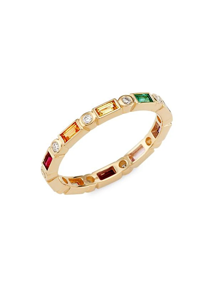 14K Yellow Gold & Multi-Gemstone Eternity Band