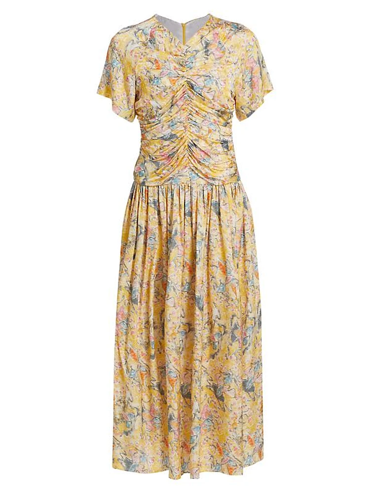 Floral Ruched Maxi Dress