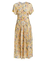 Floral Ruched Maxi Dress