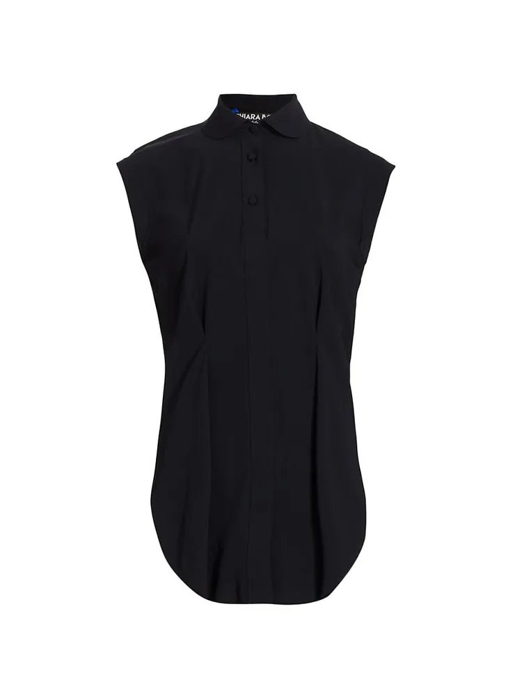 Zak Pleated Jersey Button-Front Blouse