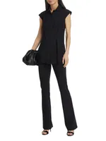 Zak Pleated Jersey Button-Front Blouse