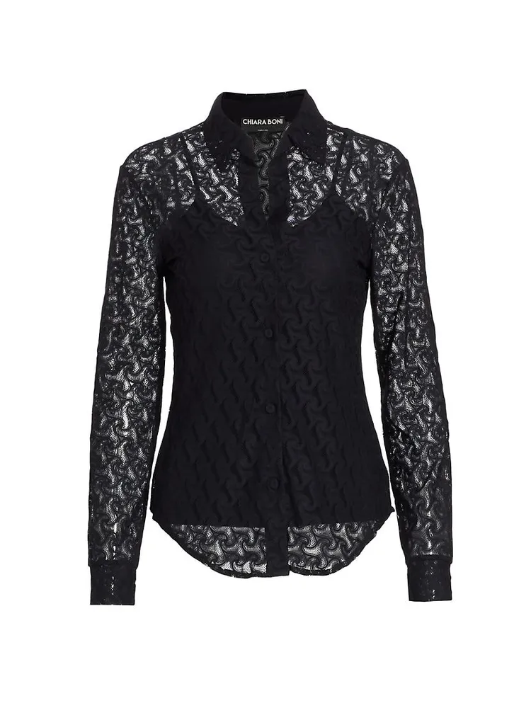 Shulinen Lace Button-Front Blouse